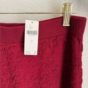NWT Anthropologie Textured Knit Stretch Skirt in Deep Red